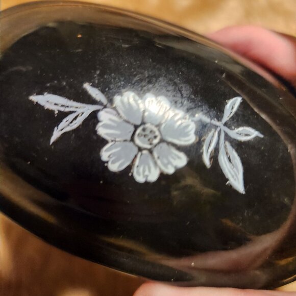 Vintage Hand-Painted Floral Ceramic Trinket Box Cottage Whimsy Fairy - Picture 8 of 9